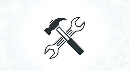 Hammer and wrench icon. Repair service symbol. Vector illustration.の素材