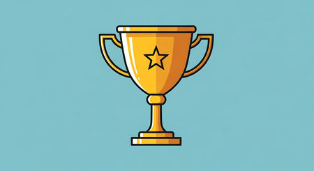 Trophy cup icon in flat style. Vector illustration for web design.の素材