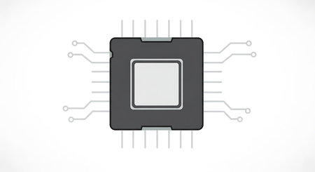 3d rendering of a cpu with a processor on a white backgroundの素材