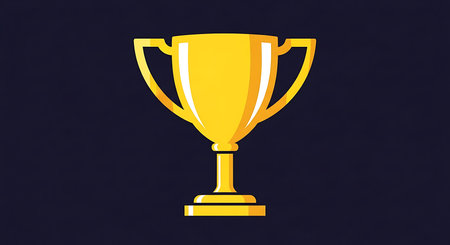Gold trophy cup icon isolated on dark background. Vector illustration. Eps 10.の素材