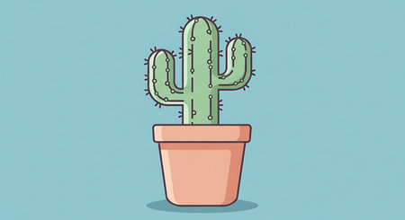 Cactus in a pot. Vector illustration in a flat style.の素材