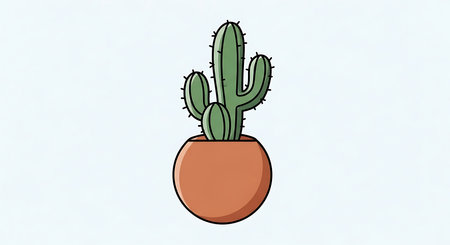 Cactus in a pot on a white background. Vector illustration.の素材
