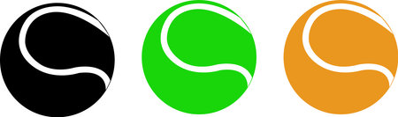 Three distinct oval shapes in black, green, and orange. Each shape features a prominent white curved line, creating a striking silhouette effect.のイラスト素材