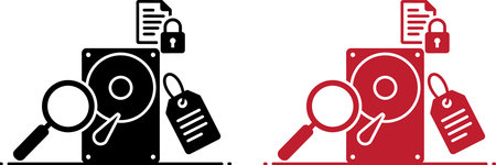 Professional icons illustrating secure data storage and management for business and technology...