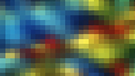 Add a pop of color to your project with this vibrant pixelated abstract background, perfect for creative designs and digital artの素材