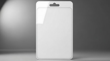 Professional smartphone mockup with blank white screen on gray background, ideal for product presentations and tech designsの素材