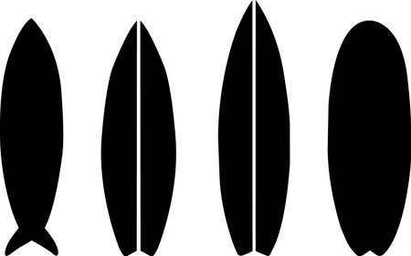 Set of sleek black surfboard silhouettes for design projectsのイラスト素材