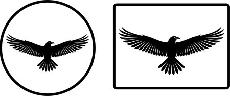 Elegant bird silhouettes in modern oval and square framesのイラスト素材