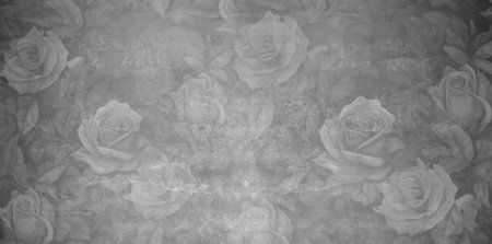 decorative vintage background texture, grunge concrete with rosesの写真素材