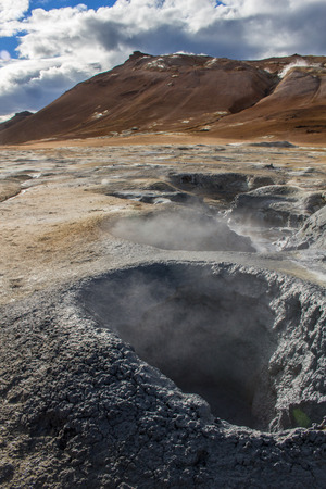 Mud pot at the geothermalの写真素材