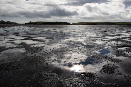 Crossing the Taiharuru River and Estuary on the North Island of New Zealandの写真素材