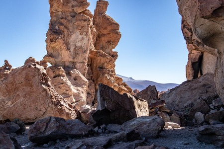 Rock fromations in the Altiplano, Boliviaの写真素材