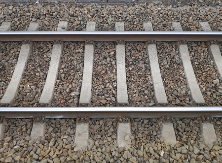 The structure of European railroad tracks with stone bracing