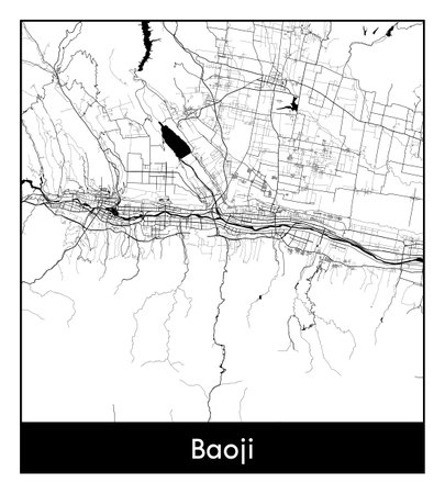 City Map Baoji China Asia vector illustrationのイラスト素材