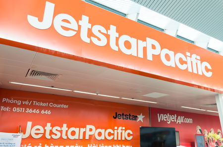 Danang, Vietnam - August 15, 2015: airline counter at Danang International Airport in central...