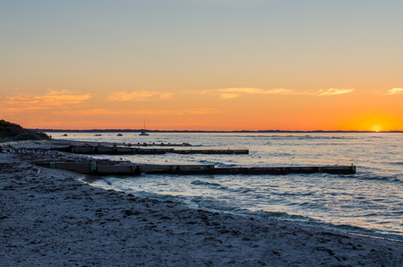 Groynes on Rosebud Beach in Rosebud on the Mornington Peninsula south of Melbourne, Australiaの写真素材