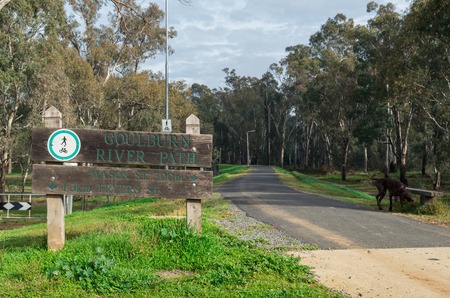 Shepparton, Australia - June 12, 2017: the Goulburn River Path leads along the banks of the Goulburn River in Shepparton. It is part of the extensive network of recreational bike and walking paths along the river.のeditorial素材