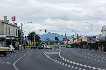 Ararat, Australia - October 21, 2017: Barkly Street is the main commercial street in the western Victorian town of Ararat.のeditorial素材
