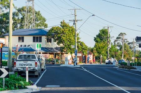 Foster, Australia - January 28, 2018: view along Main Street in Foster, a small dairy and farming town in South Gippsland.のeditorial素材