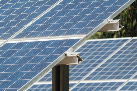 An array of photovoltaic solar cells generating green energy in Healesville, Australia