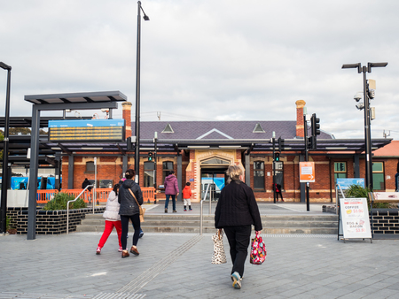 Melbourne, Australia - July 21, 2018: Ringwood Railway Station is an outer suburban station in the Melbourne Metro network. It was rebuilt in 2016 as a modern premium station.のeditorial素材