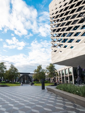 Melbourne, Australia - July 21, 2018: Town Square at Eastland Shopping Centre in suburban Ringwood is a public square surrounded by restaurants and shops.のeditorial素材