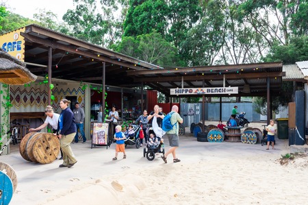 Melbourne, Australia - February 28, 2018: Hippo Beach is the hippopotamus facility as Werribee Open Range Zoo on the western fringe of Melbourne.のeditorial素材