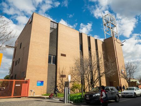 Melbourne, Australia - August 11, 2016: Telstra telephone exchange in suburban Box Hill. Telstra is the largest telephone company in Australia.のeditorial素材