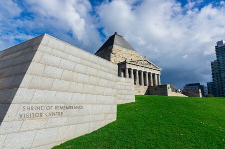 Melbourne, Australia - May 5, 2018: The Shrine of Remembrance is a World War 1 memorial in Kings...