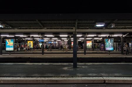 Melbourne, Australia - February 10, 2018: platform of Richmond Railway Station, one of the largest and busiest Melbourne Metro suburban train stations.のeditorial素材