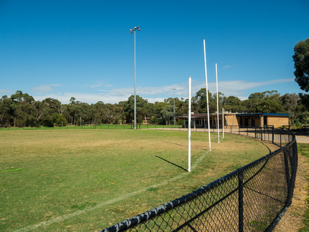 Heatherdale Reserve in Mitcham in suburban Melbourne features an oval used for cricket and Australian rules football.の写真素材