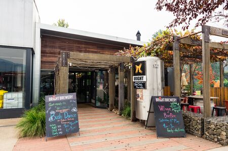 Bright, Australia - May 2, 2018: Bright Brewery is a craft brewery and restaurant in the Alpine Shire tourist town of Bright.のeditorial素材