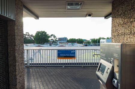 Melbourne, Australia - January 7, 2019: Victoria Park railway station in inner suburban Abbotsford. Victoria Park station is located near the former Collingwood home ground.のeditorial素材