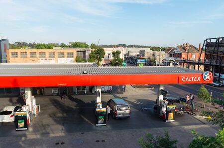 Melbourne, Australia - January 7, 2019: Caltex petrol station on Johnston Street in Abbotsford.のeditorial素材