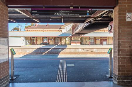 Bendigo, Australia - October 28, 2018: Bendigo railway station opened in 1862. Bendigo is connected by VLine train to Melbourne, Swan Hill and Echuca.のeditorial素材