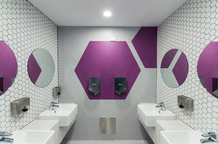 Bendigo, Australia - October 28, 2018: modern bathroom in the Bendigo TAFE Health and Community Centre of Excellence.のeditorial素材