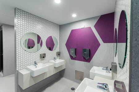 Bendigo, Australia - October 28, 2018: modern bathroom in the Bendigo TAFE Health and Community Centre of Excellence.のeditorial素材