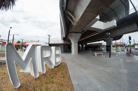 Melbourne, Australia - March 3, 2019: the new Murrumbeena Railway Station, on the Pakenham and Cranbourne lines,opened in 2018. It is a new elevated skyrail station in the metropolitan Metro system.のeditorial素材