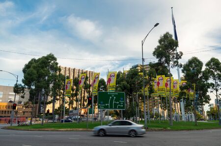 Melbourne, Australia - March 7, 2019: Elizabeth Street roundabout, on the intersection of Flemington Road, Peel Street and Elizabeth Street in North Melbourne.のeditorial素材