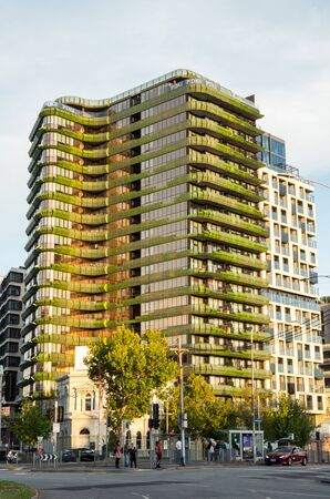 Melbourne, Australia - March 7, 2019: Royal Elizabeth apartment building on Berkeley Street in Melbourne. It was completed in 2017 on the edge of the CBD.のeditorial素材