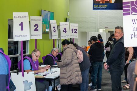 Melbourne, Australia - May 18, 2019: voters in the electorate of Menzies at the 2019 federal...