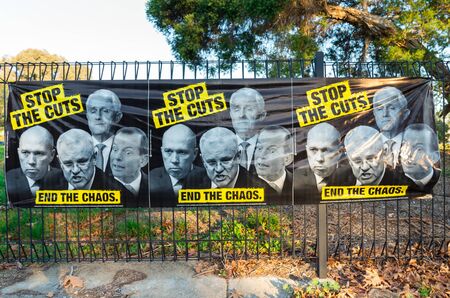 Melbourne, Australia - May 18, 2019: Australian Labor Party posters outside Mallauna College in the electorate of Deakin in suburban Mitcham.のeditorial素材
