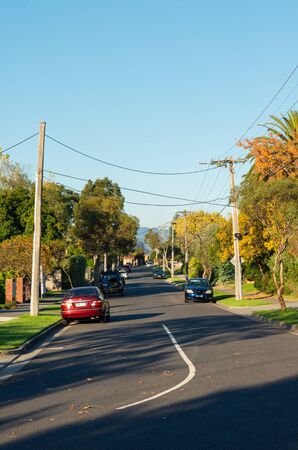 Melbourne, Australia - May 18, 2019: Rotherwood Avenue in Mitcham is a typical suburban residential street in the City of Whitehorse municipal area.のeditorial素材
