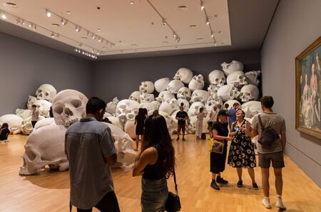Melbourne, Australia - March 17, 2018: installation art work Mass by Australian artist Ron Mueck, exhibited during the 2017 to 2018 NGV Triennial.のeditorial素材