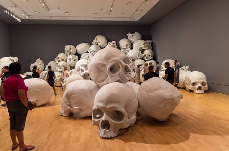 Melbourne, Australia - March 17, 2018: installation art work Mass by Australian artist Ron Mueck, exhibited during the 2017 to 2018 NGV Triennial.のeditorial素材