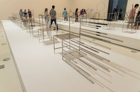 Melbourne, Australia - March 17, 2018: Manga Chairs art installation by Japanese designer Oki Sato, exhibited at the National Gallery of Victoria Triennial exhibition.のeditorial素材