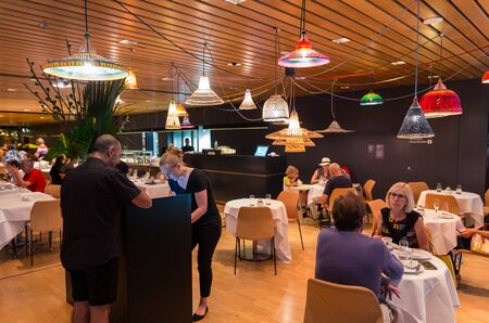 Melbourne, Australia - March 17, 2018: the Tea Room at the National Gallery of Victoria International on St Kilda Road is a popular afternoon tea venue.のeditorial素材