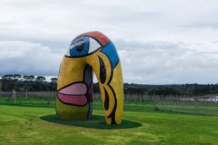 Merricks, Australia - August 20, 2018: Portal To Another Time and Place by artist Deborah Halpern at the Point Leo Estate sculpture park on the Mornington Peninsula.のeditorial素材