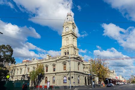 Melbourne, Australia - June 9, 2019: The former North Melbourne Town Hall on Errol and Queensberry Streets was built in 1876. It is now used as an Arts House.のeditorial素材