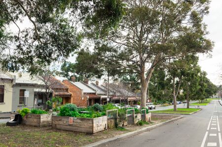 Melbourne, Australia - June 9, 2019: community garden in Courtney Street in North Melbourne. The garden is in the centre median strip of the street.のeditorial素材